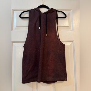 Varley Open Back Sports Hoodie Burgundy Snakeprint XS